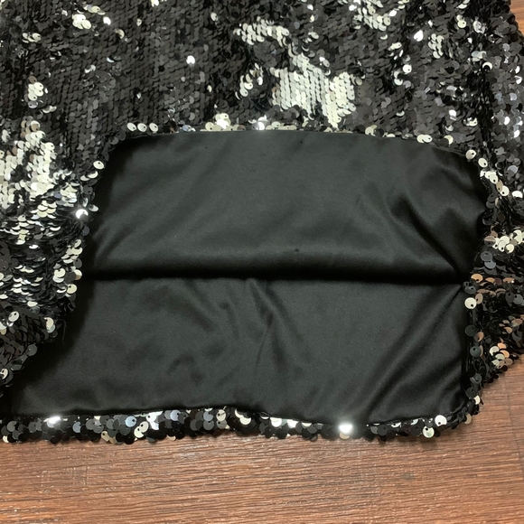 As U Wish Black/Silver Sequin Cocktail Dress Women’s Size M Strapless Lined - Picture 6 of 9